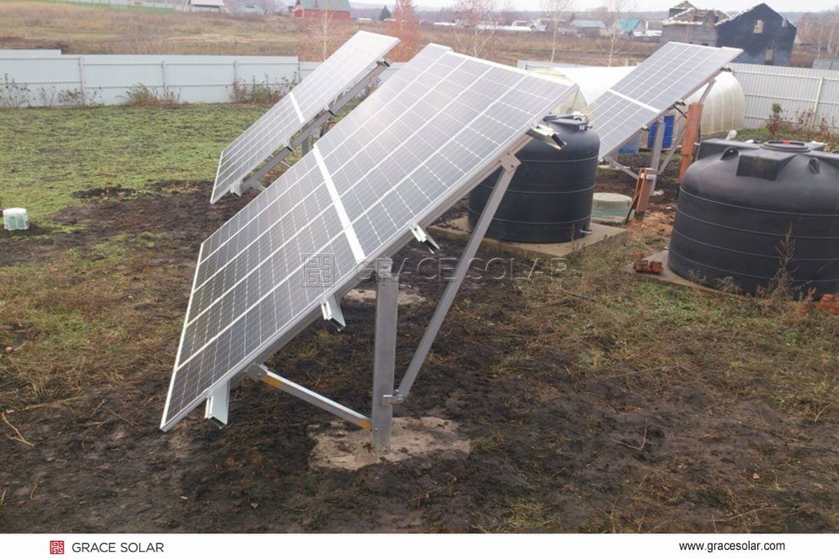 Grace Solar Single Column Piling Ground Mount System Installation